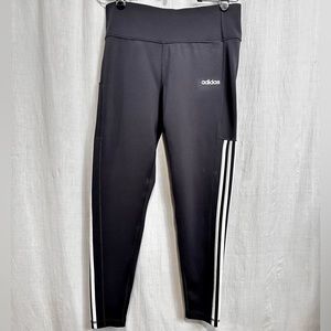 ADIDAS - TRACK PANTS Logo Stripes Wm Sz XL - BLACK
